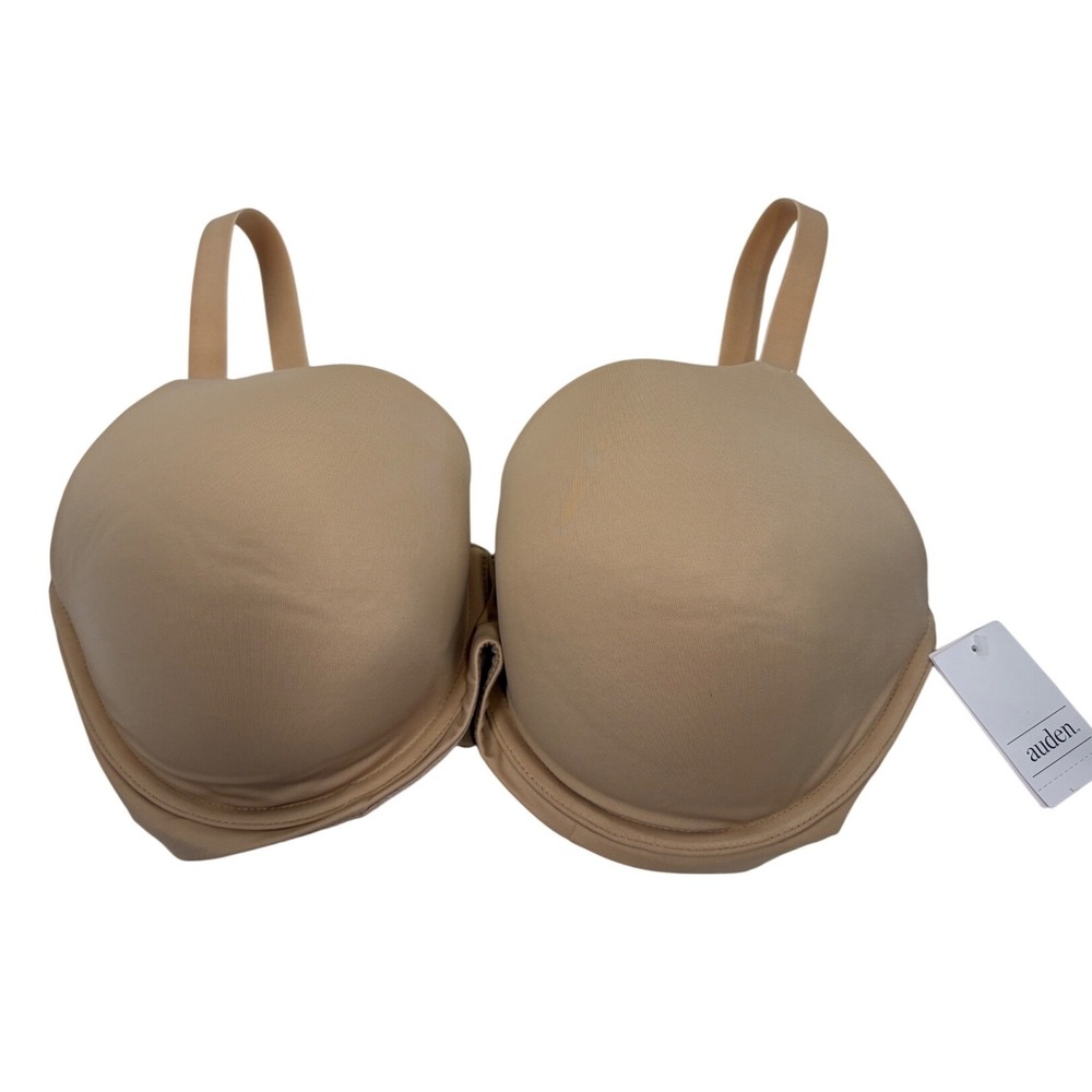 Auden Smooth Lightly Lined Comfort Wire Full Coverage Bra Pearl Tan 34G NWT